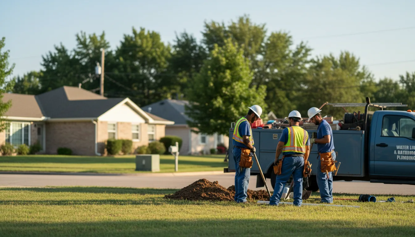 Residential water line and bathroom plumbing service in Wann, OK